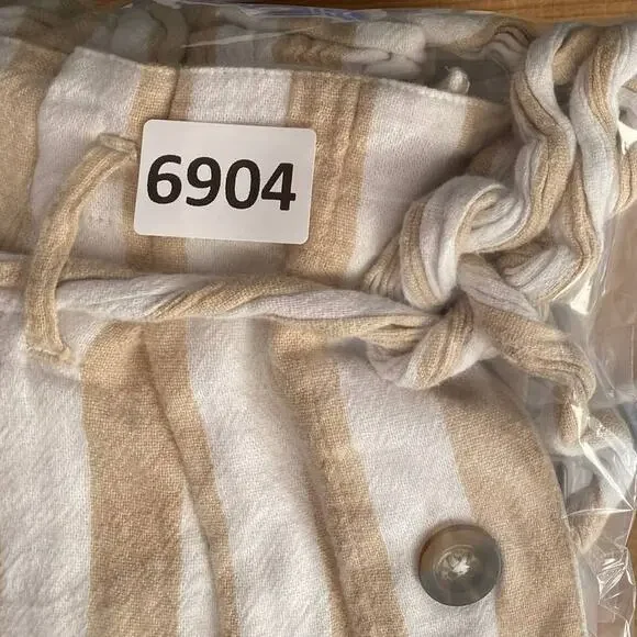 Hollister Ultra High Rise Size Small Paper Bag Skirt Beige White Stripe Lined - Picture 10 of 10